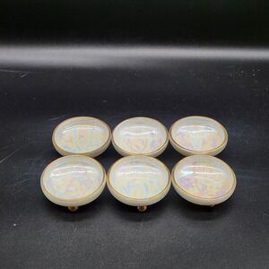 Royal Bavaria Set of 6 2" Salt Cellers Iridescent Pearlescent Gold Trim Ceramic